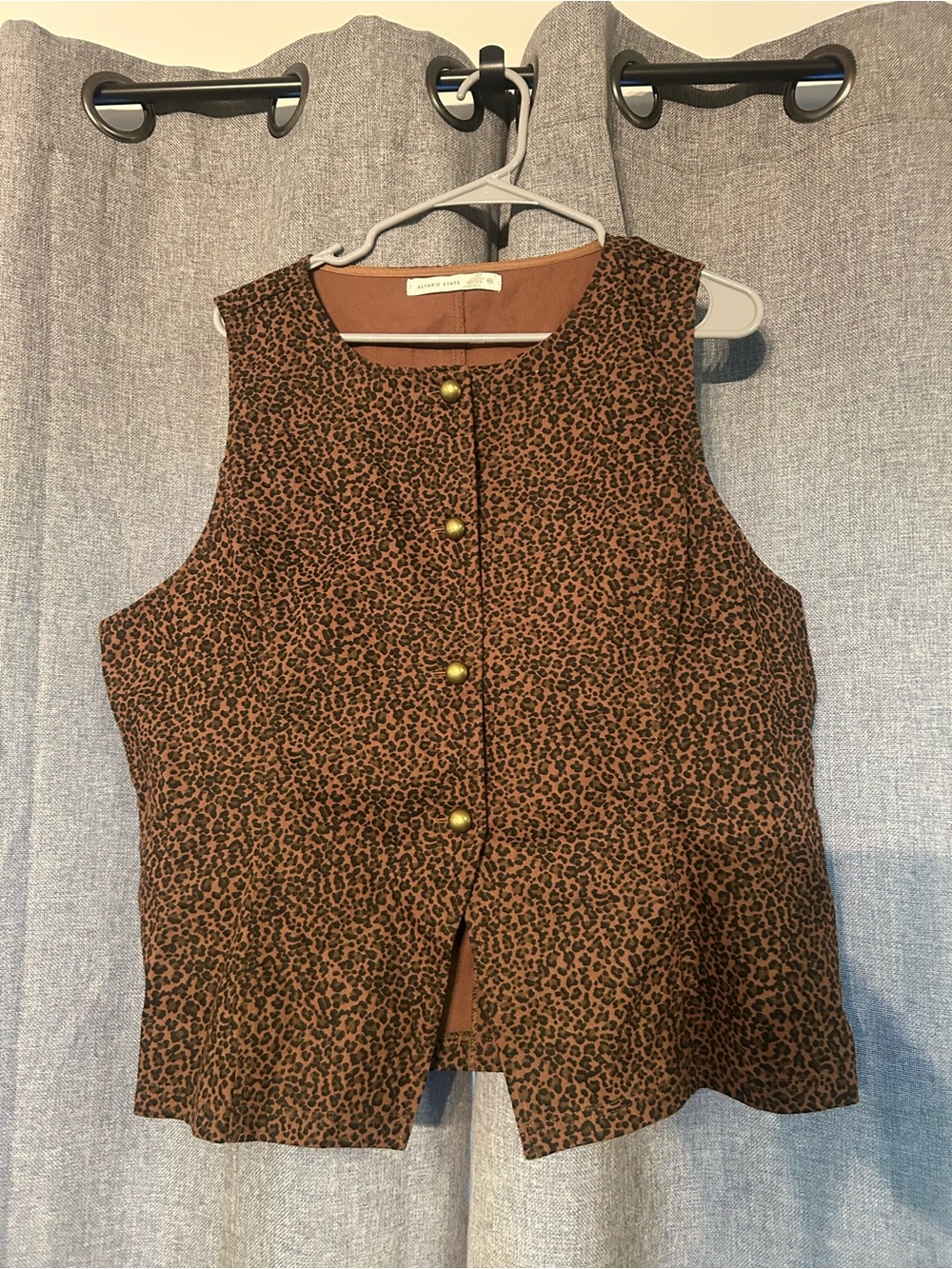 Altar'd State Brown Leopard Print Button-Front Tank. Unworn